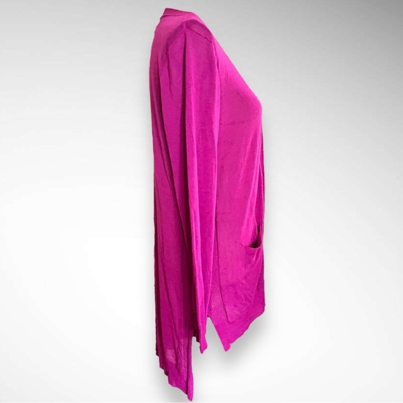 BETSEY'S BOUTIQUE SHOP Tissue Button Fuchsia Long Cardigan Med | NWOT - Picture 5 of 10